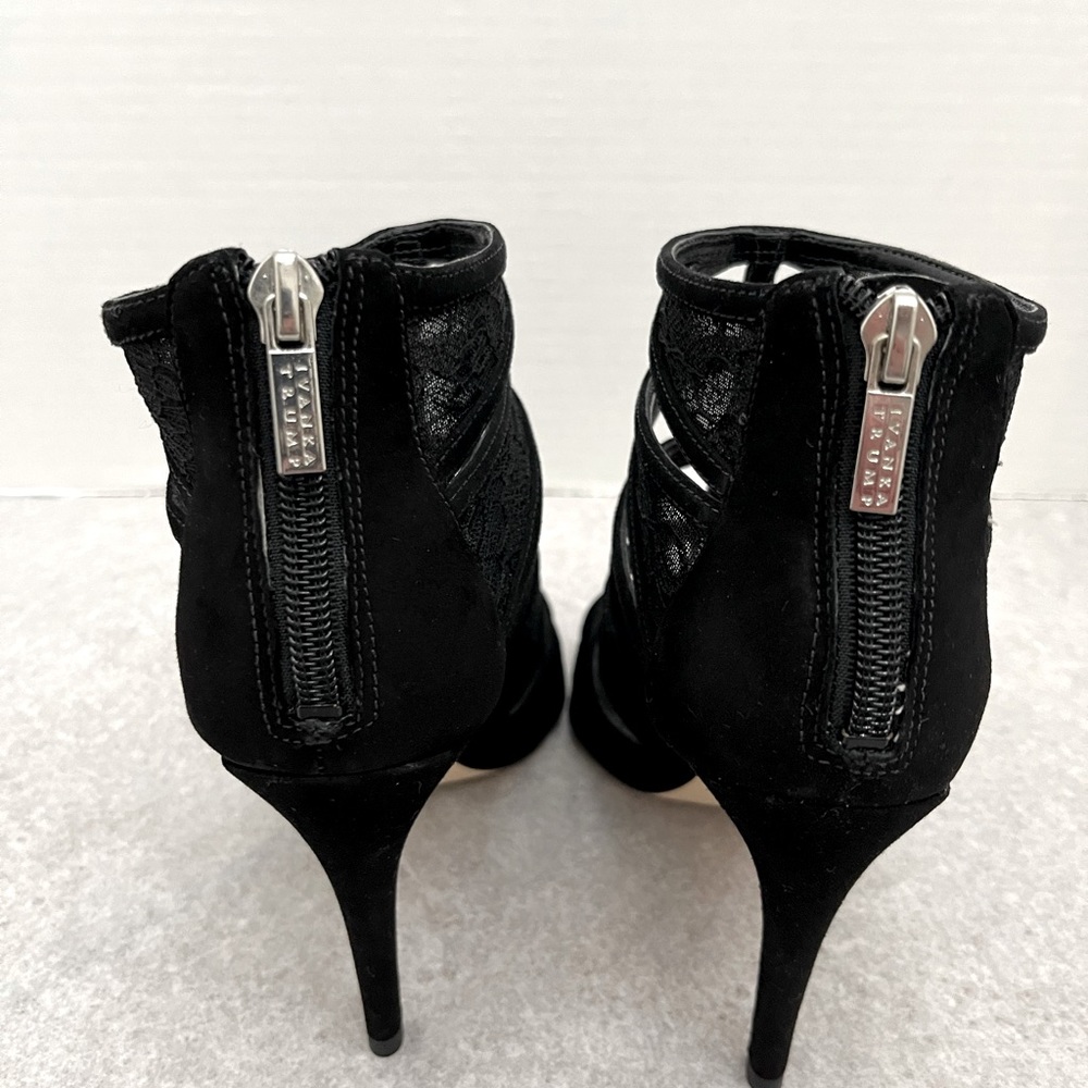 Ivanka Trump Black Lace Cutout Stiletto Sandals - Picture 4 of 12